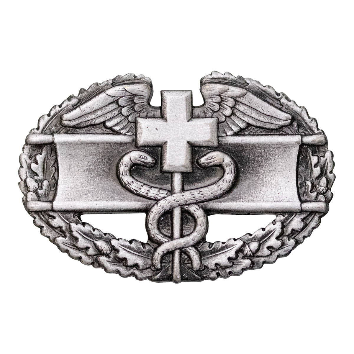 Army Badge: Combat Medical First Award - silver oxidized - Hooyah Woodworks LLC
