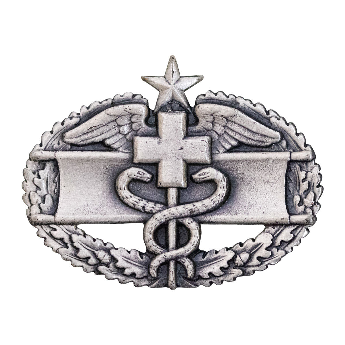 Army Badge: Combat Medical Second Award - silver oxidized - Hooyah Woodworks LLC