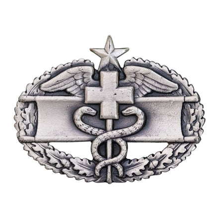 Army Badge: Combat Medical Second Award - silver oxidized - Hooyah Woodworks LLC