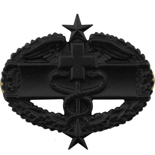 Army Badge: Combat Medical Third Award - black metal - Hooyah Woodworks LLC