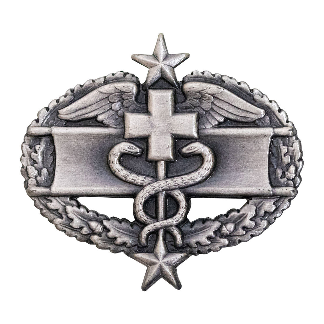 Army Badge: Combat Medical Third Award - silver oxidized - Hooyah Woodworks LLC