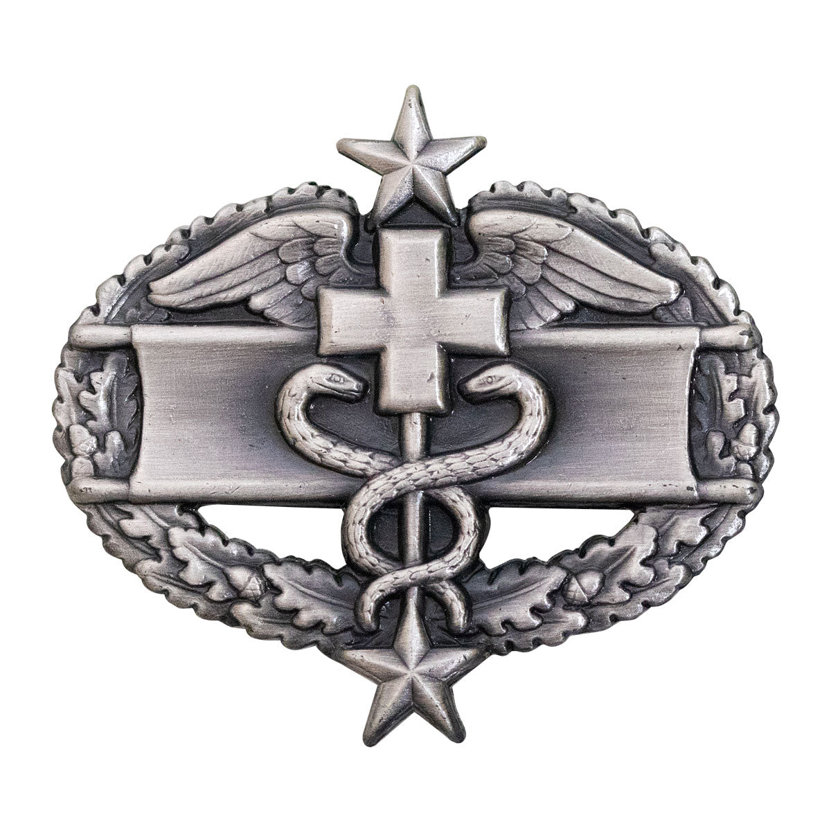 Army Badge: Combat Medical Third Award - silver oxidized - Hooyah Woodworks LLC