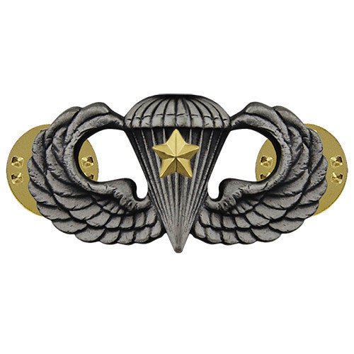 Army Badge: Combat Parachute Fifth Award - silver oxidized - Hooyah Woodworks LLC