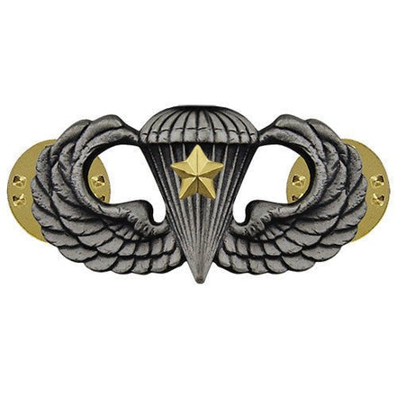 Army Badge: Combat Parachute Fifth Award - silver oxidized - Hooyah Woodworks LLC