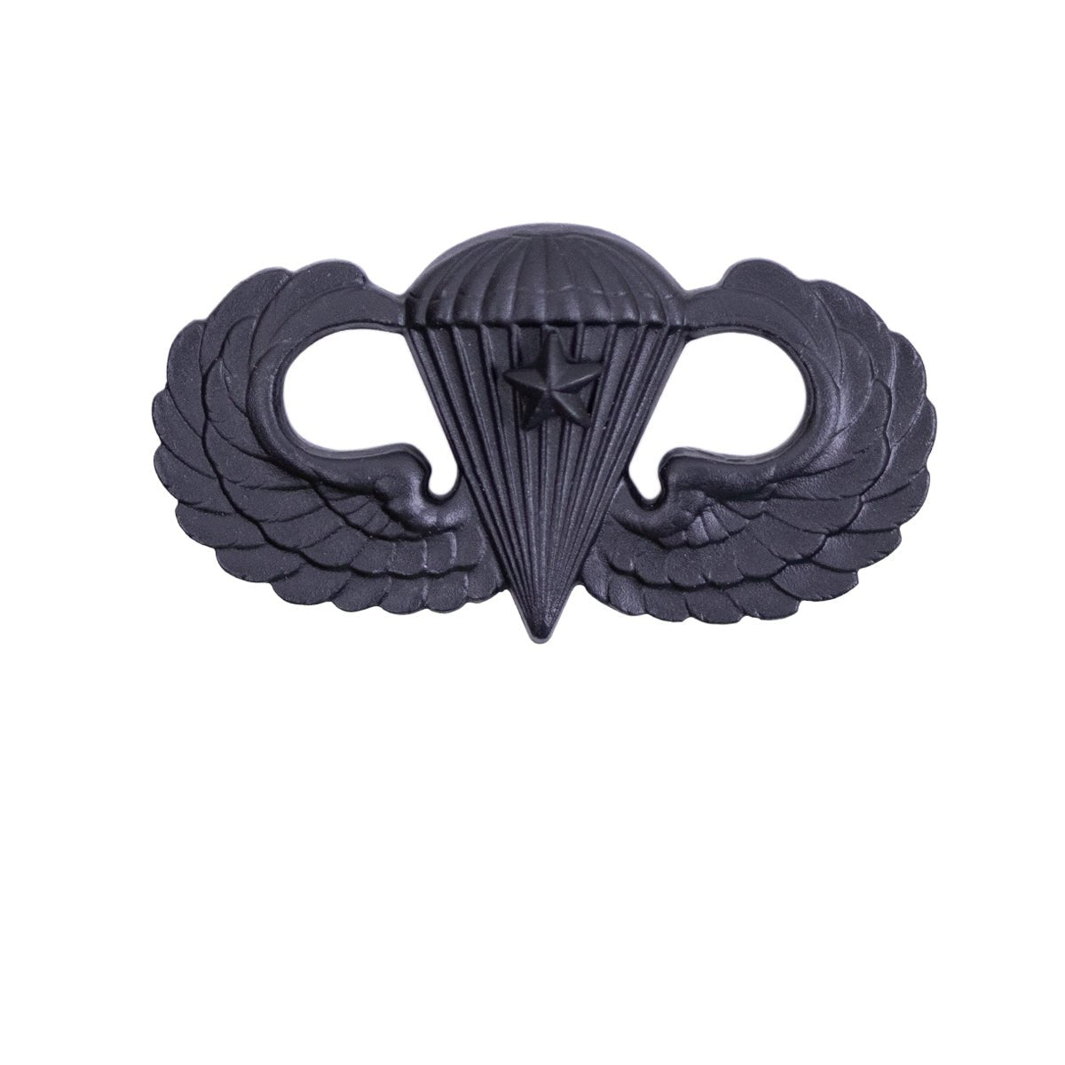 Army Badge: Combat Parachute First Award - black metal - Hooyah Woodworks LLC
