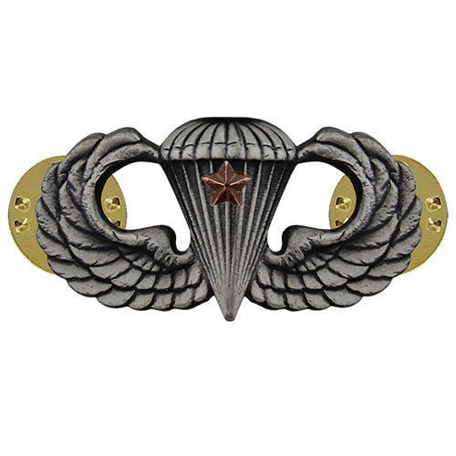 Army Badge: Combat Parachute First Award - silver oxidized - Hooyah Woodworks LLC