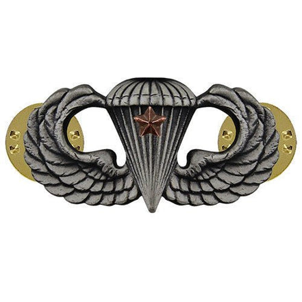 Army Badge: Combat Parachute First Award - silver oxidized - Hooyah Woodworks LLC
