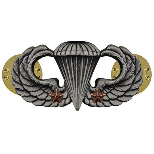 Army Badge: Combat Parachute Second Award - silver oxidized - Hooyah Woodworks LLC