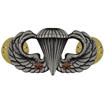 Army Badge: Combat Parachute Second Award - silver oxidized - Hooyah Woodworks LLC