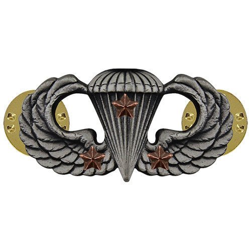 Army Badge: Combat Parachute Third Award - silver oxidized - Hooyah Woodworks LLC