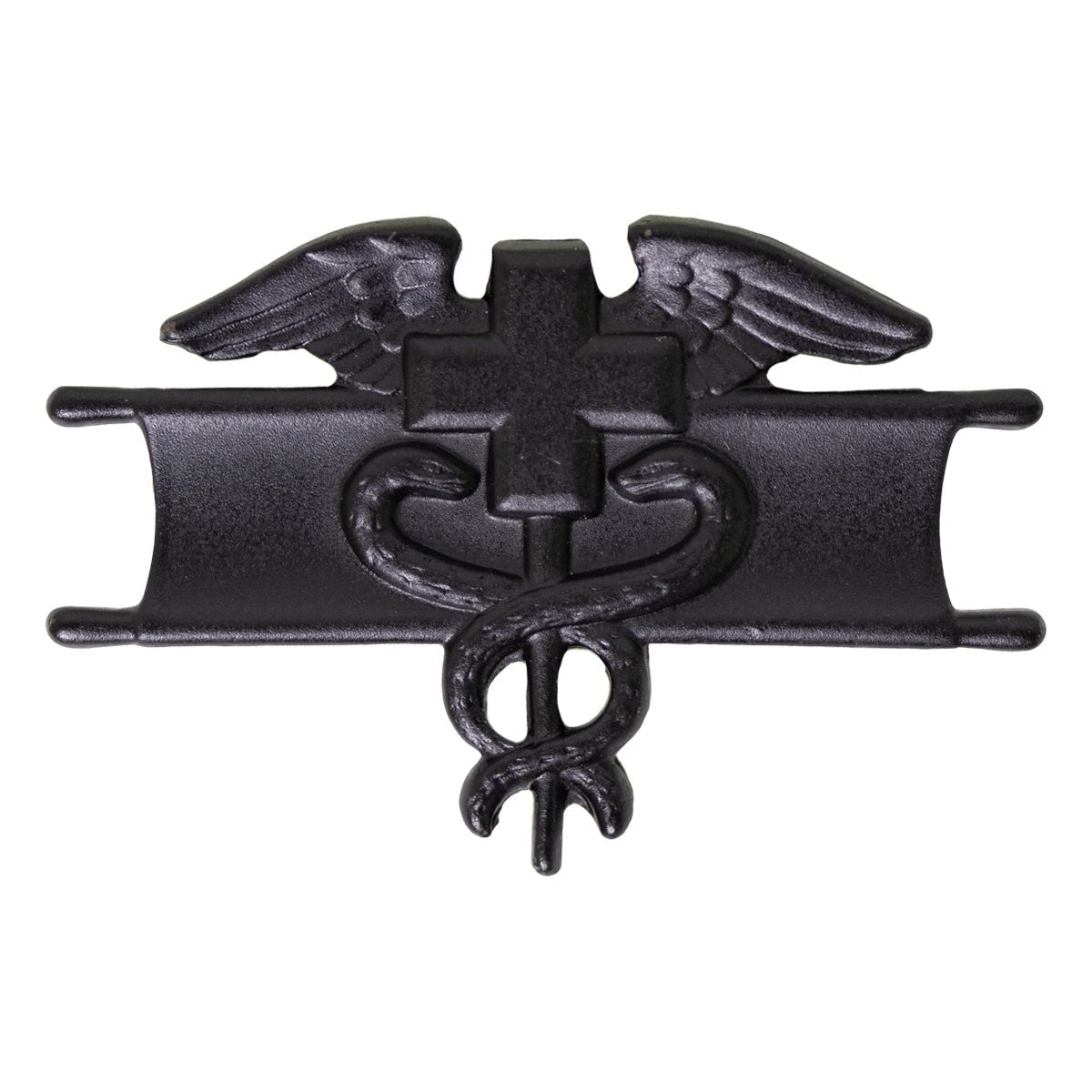 Army Badge: Expert Field Medical - black metal - Hooyah Woodworks LLC