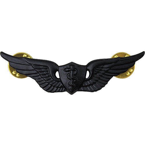 Army Badge: Flight Surgeon - regulation size, black metal - Hooyah Woodworks LLC