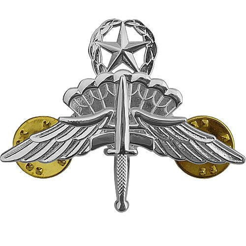 Army Badge: Free Fall Master Jump Wings Halo - mirror finish - Hooyah Woodworks LLC