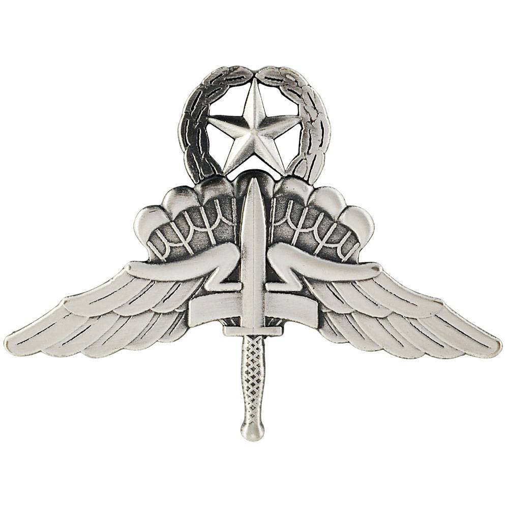 Army Badge: Free Fall Master Jump Wings Halo - silver oxidized - Hooyah Woodworks LLC