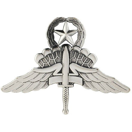 Army Badge: Free Fall Master Jump Wings Halo - silver oxidized - Hooyah Woodworks LLC
