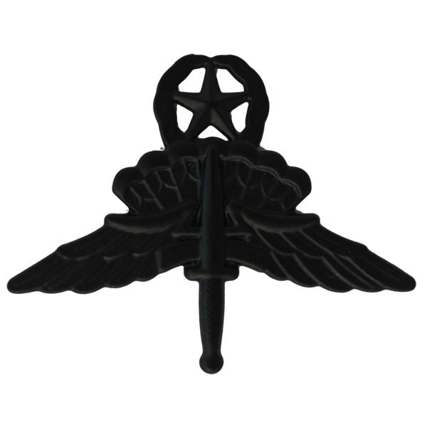 Army Badge: Freefall Jump Wings Master - regulation size, black metal - Hooyah Woodworks LLC