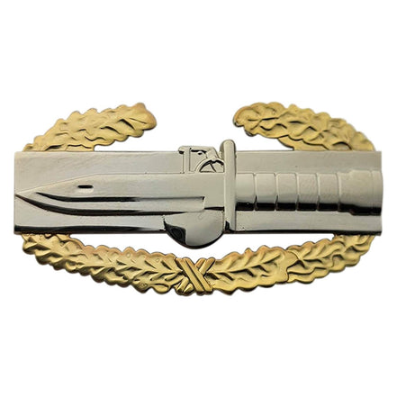 Army Badge: Master Combat Action First Award - regulation size, mirror finish with gold wreath - Hooyah Woodworks LLC