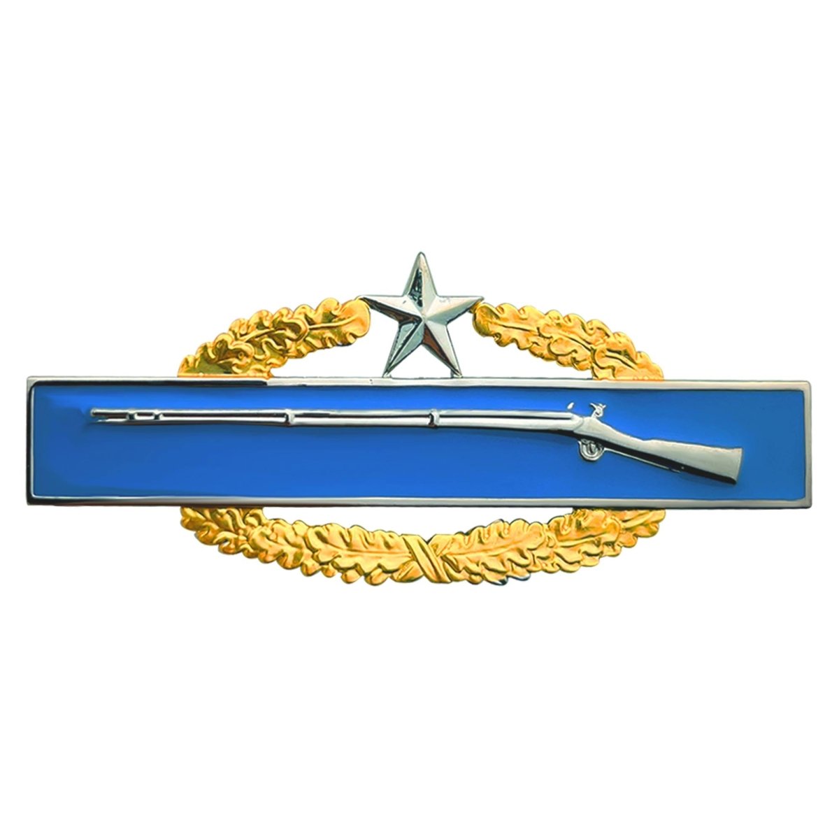 Army Badge: Master Combat Infantry Second Award - regulation size, mirror finish with gold wreath - Hooyah Woodworks LLC
