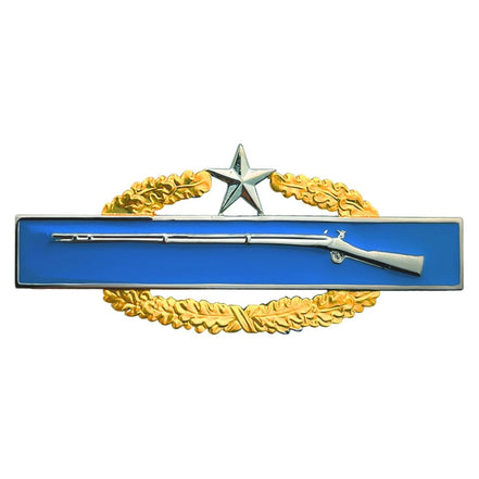 Army Badge: Master Combat Infantry Second Award - regulation size, mirror finish with gold wreath - Hooyah Woodworks LLC