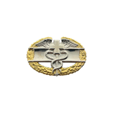 Army Badge: Master Combat Medical First Award - regulation size, mirror finish with gold wreath - Hooyah Woodworks LLC