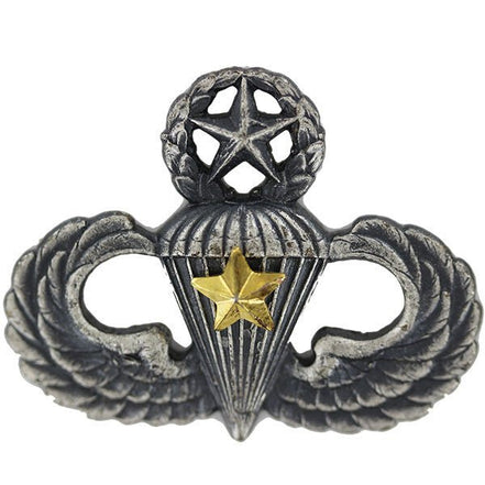 Army Badge: Master Combat Parachute Fifth Award - silver oxidized - Hooyah Woodworks LLC