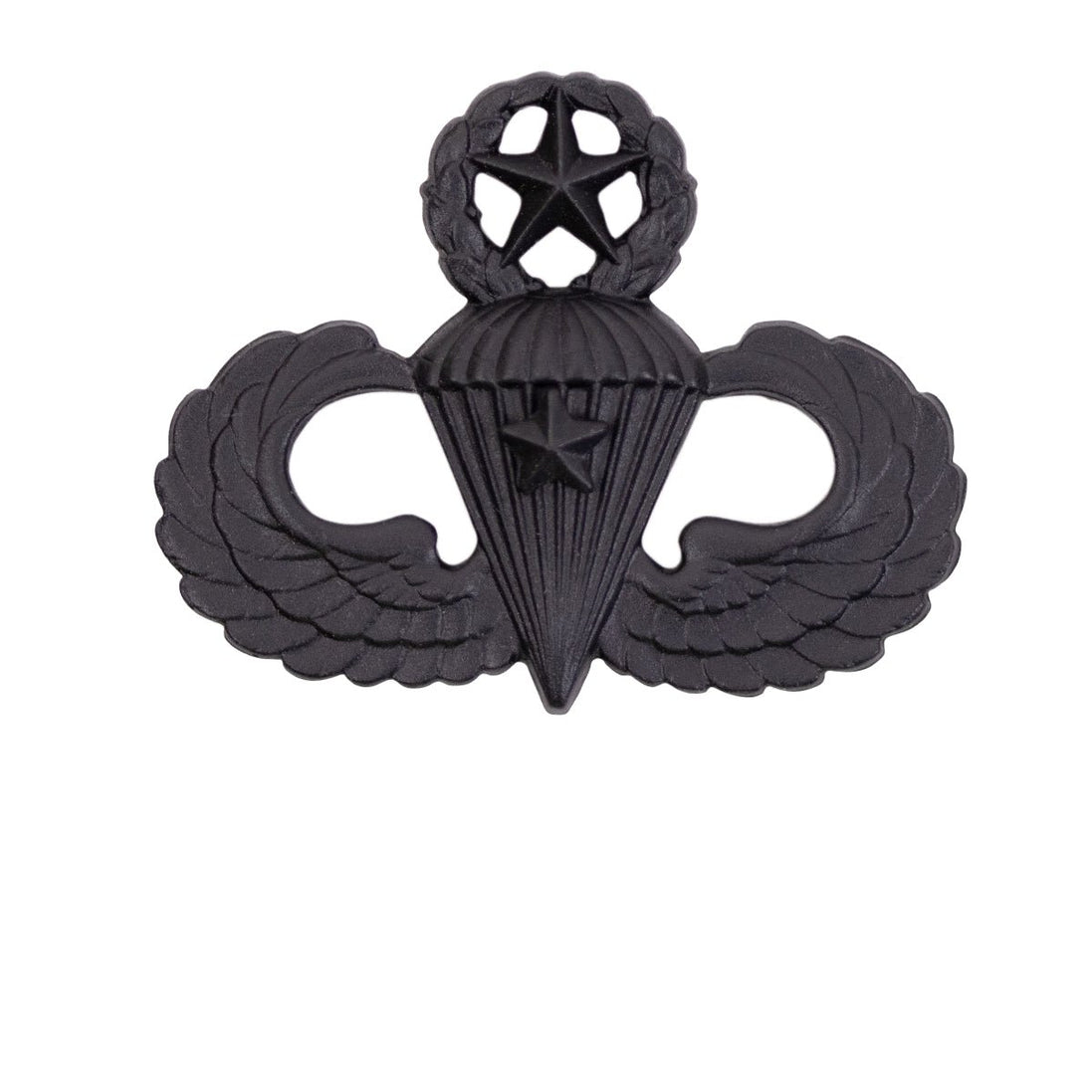 Army Badge: Master Combat Parachute First Award - black metal - Hooyah Woodworks LLC
