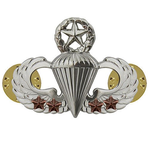 Army Badge: Master Combat Parachute Fourth award - mirror finish - Hooyah Woodworks LLC