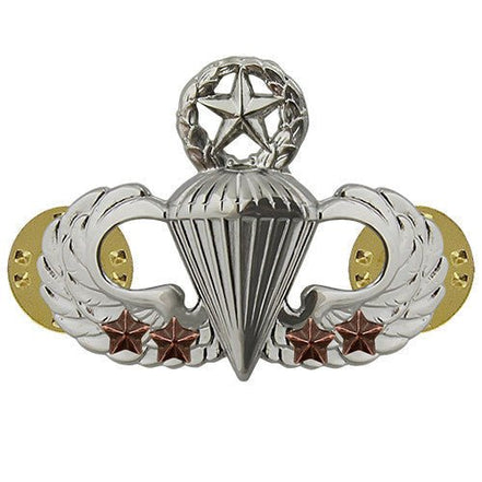 Army Badge: Master Combat Parachute Fourth award - mirror finish - Hooyah Woodworks LLC