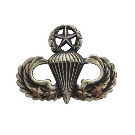 Army Badge: Master Combat Parachute Fourth Award - silver oxidized - Hooyah Woodworks LLC