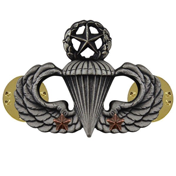 Army Badge: Master Combat Parachute Second Award - silver oxidized - Hooyah Woodworks LLC