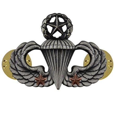 Army Badge: Master Combat Parachute Second Award - silver oxidized - Hooyah Woodworks LLC