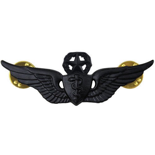 Army Badge: Master Flight Surgeon - regulation size, black metal - Hooyah Woodworks LLC