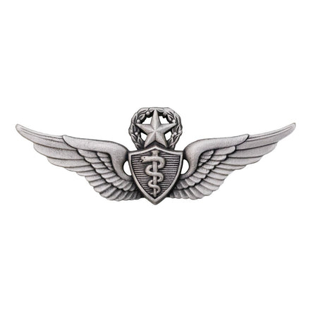 Army Badge: Master Flight Surgeon - regulation size, silver oxidized - Hooyah Woodworks LLC
