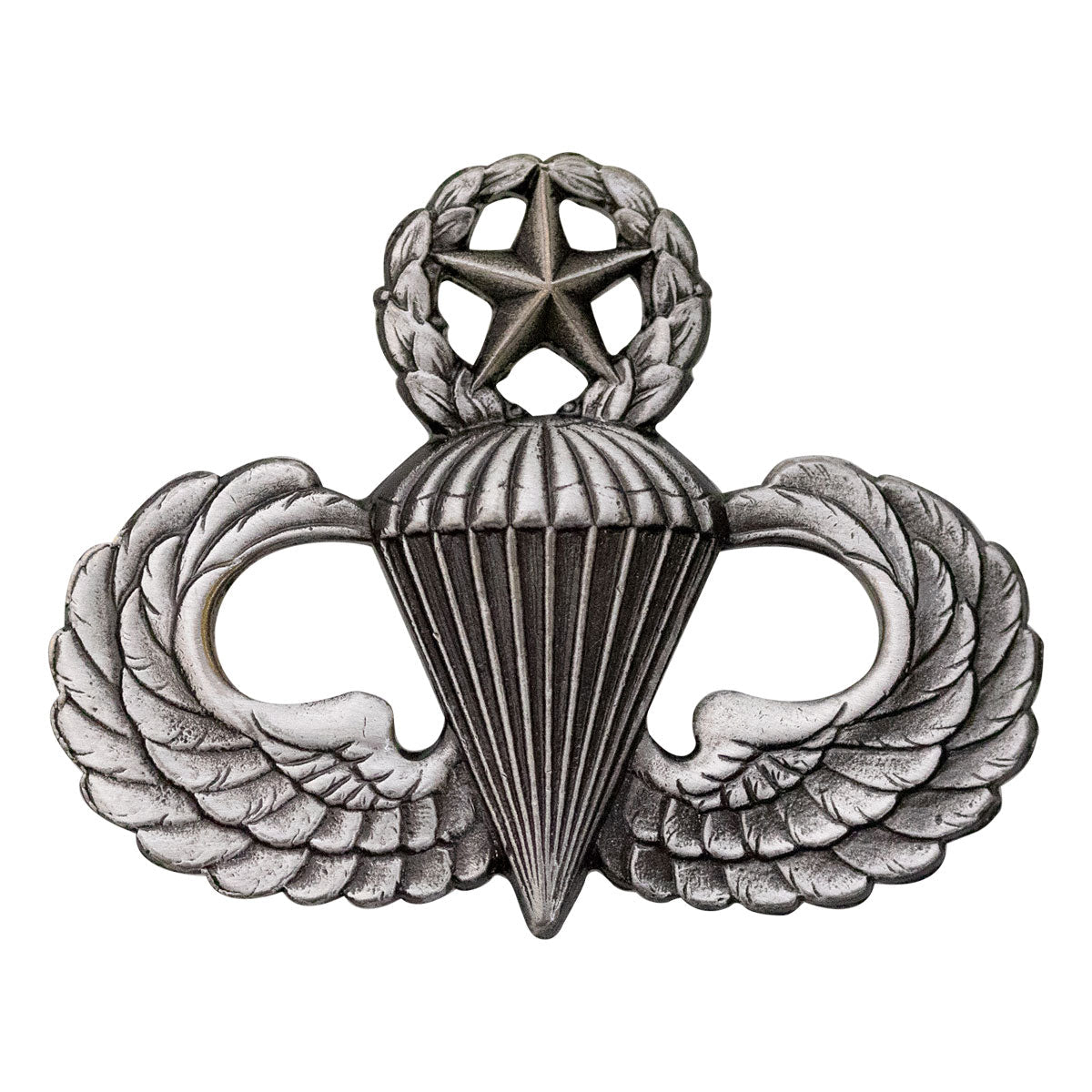 Army Badge: Master Parachute - regulation size, silver oxidized - Hooyah Woodworks LLC