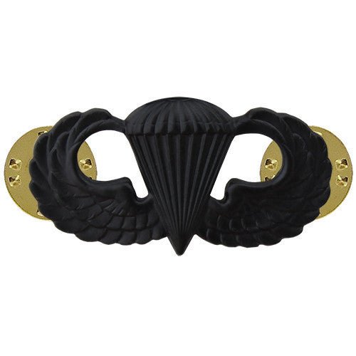 Army Badge: Parachute - black metal - Hooyah Woodworks LLC