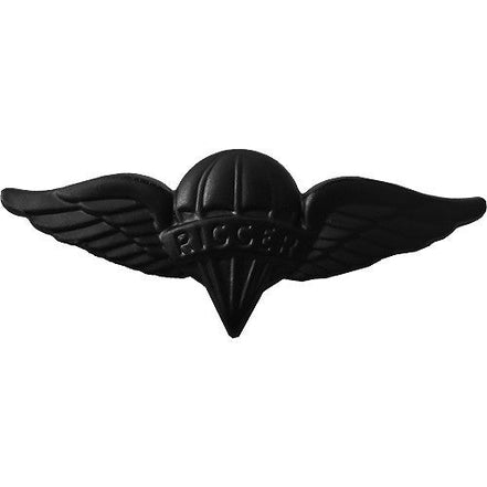 Army Badge: Parachute Rigger - black metal - Hooyah Woodworks LLC
