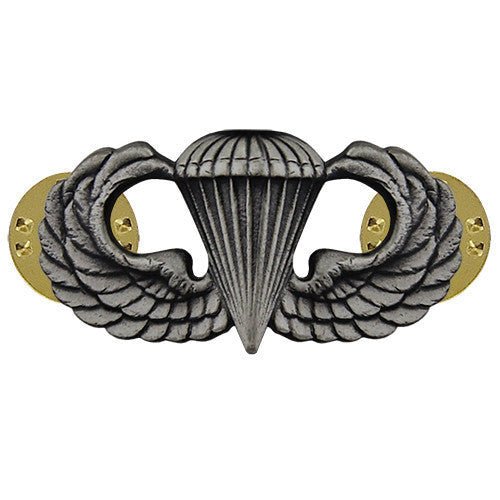 Army Badge: Parachute - silver oxidized - Hooyah Woodworks LLC