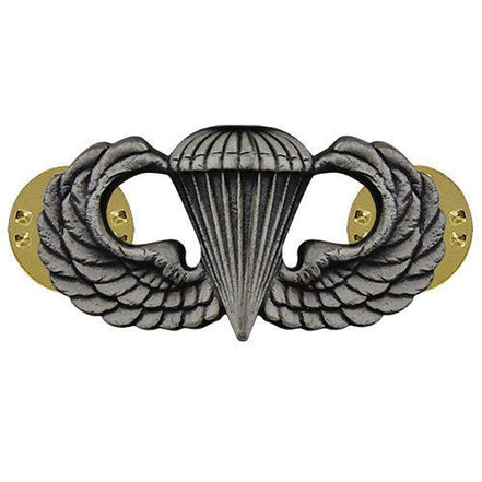 Army Badge: Parachute - silver oxidized - Hooyah Woodworks LLC