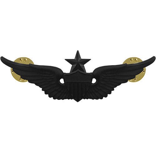 Army Badge: Senior Aviator - regulation size, black metal - Hooyah Woodworks LLC