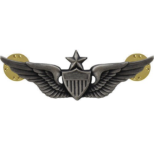 Army Badge: Senior Aviator - regulation size, silver oxidized - Hooyah Woodworks LLC