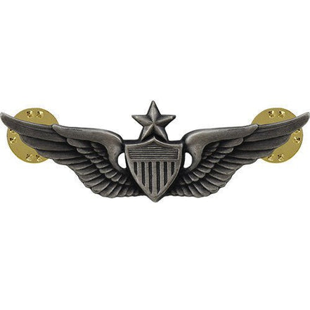 Army Badge: Senior Aviator - regulation size, silver oxidized - Hooyah Woodworks LLC