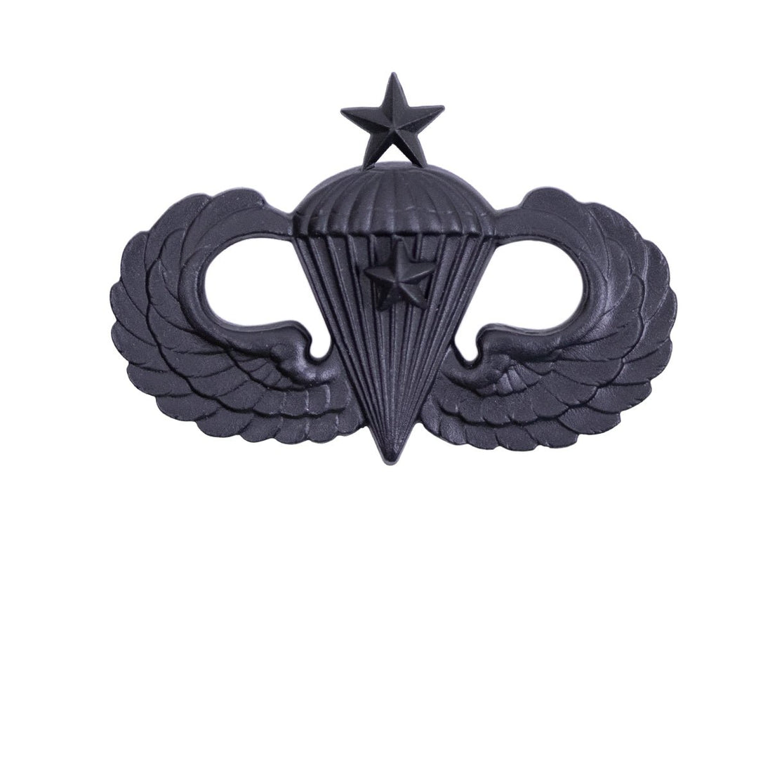 Army Badge: Senior Combat Parachute First Award - black metal - Hooyah Woodworks LLC