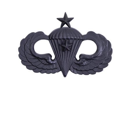 Army Badge: Senior Combat Parachute First Award - black metal - Hooyah Woodworks LLC
