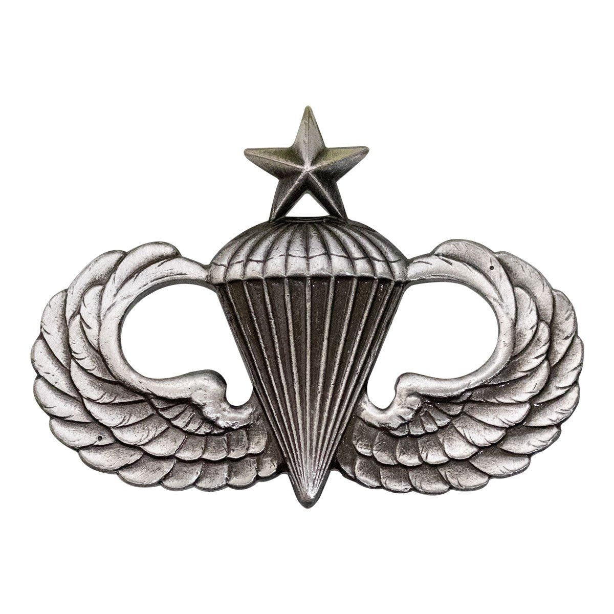 Army Badge: Senior Parachute - regulation size, silver oxidized - Hooyah Woodworks LLC