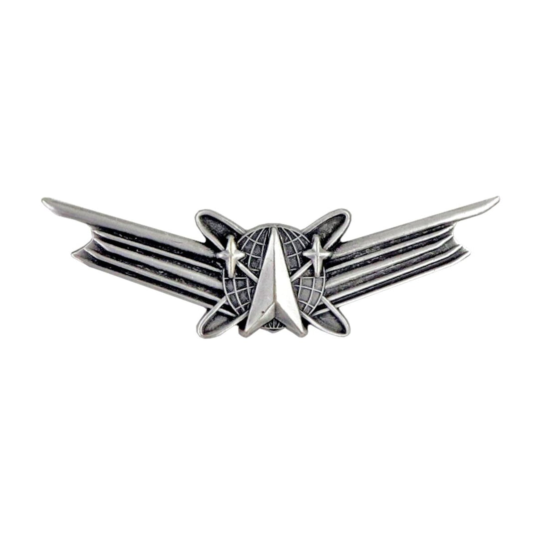 Army Badge: Space Basic- regulation size silver oxidized - Hooyah Woodworks LLC