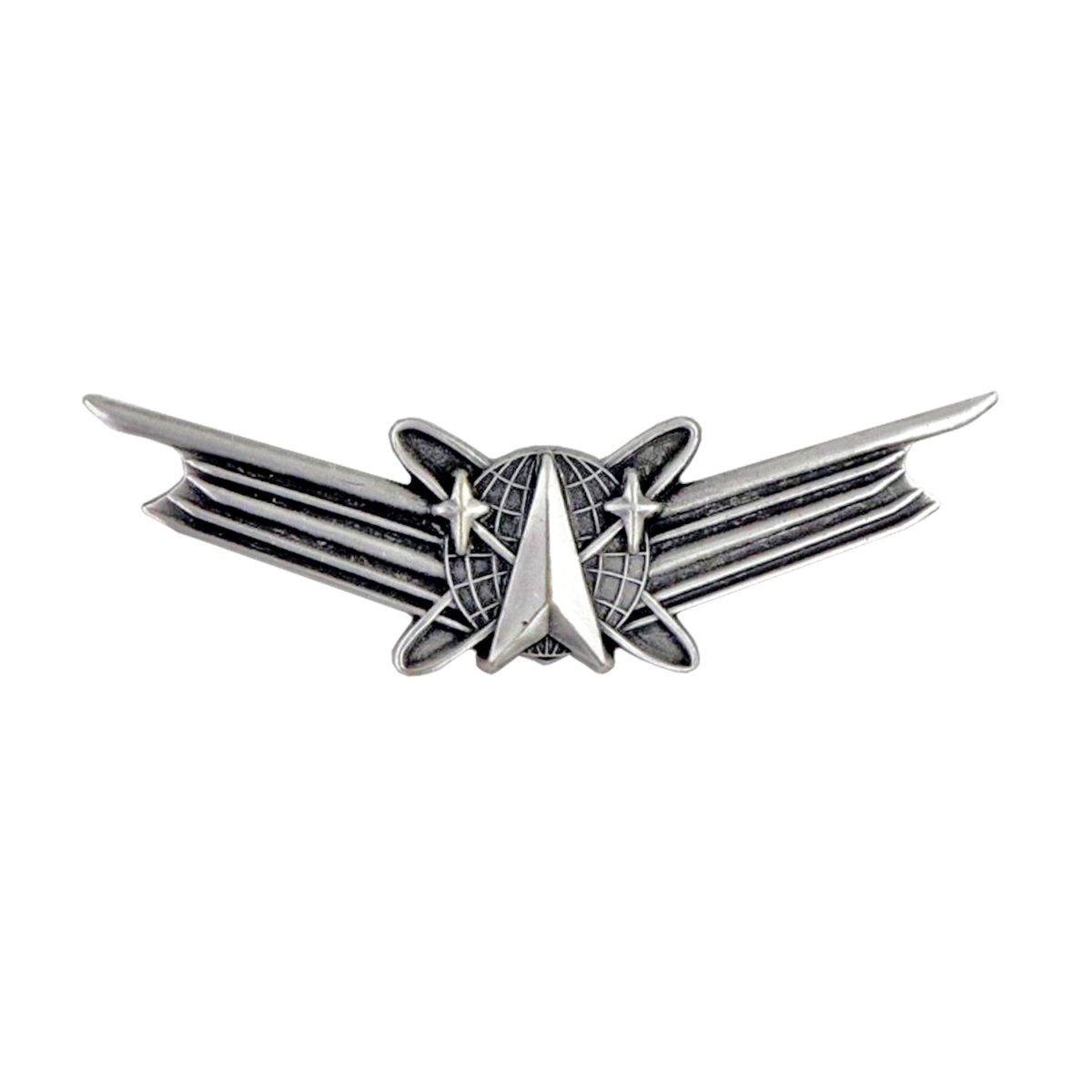 Army Badge: Space Basic- regulation size silver oxidized - Hooyah Woodworks LLC