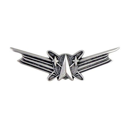 Army Badge: Space Basic- regulation size silver oxidized - Hooyah Woodworks LLC