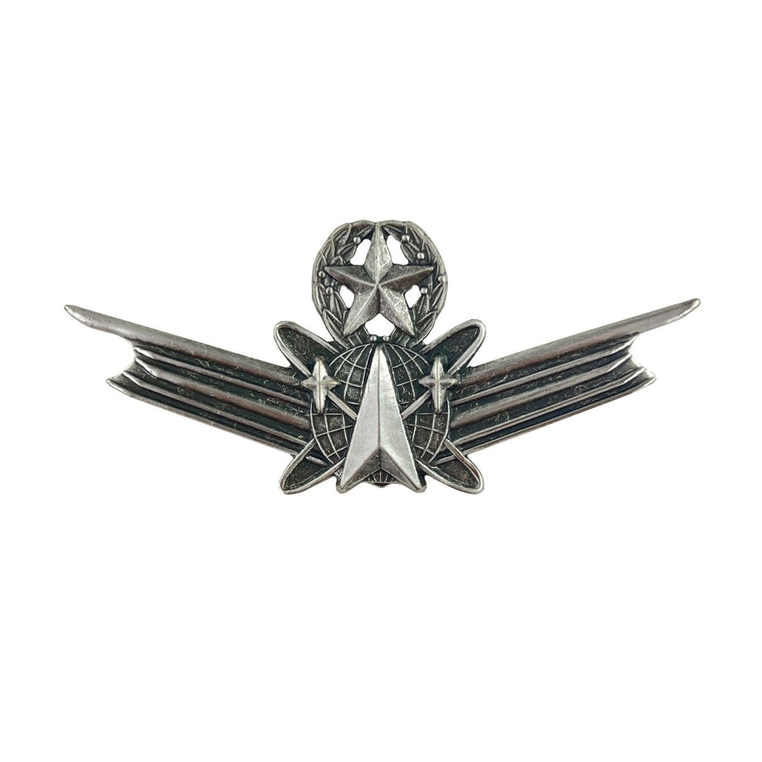 Army Badge: Space Master Badge - regulation size silver oxidized - Hooyah Woodworks LLC