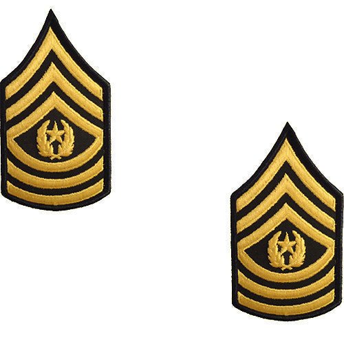 Army Chevron: Command Sergeant Major - gold embroidered on green, female (NON-RETURNABLE/NON-REFUNDABLE) - Hooyah Woodworks LLC