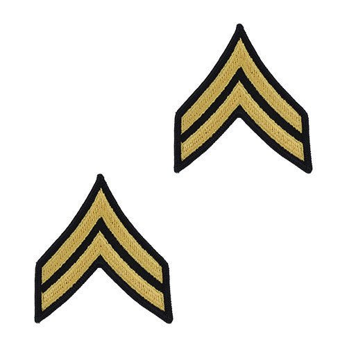 Army Chevron: Corporal - gold embroidered on blue, female - Hooyah Woodworks LLC